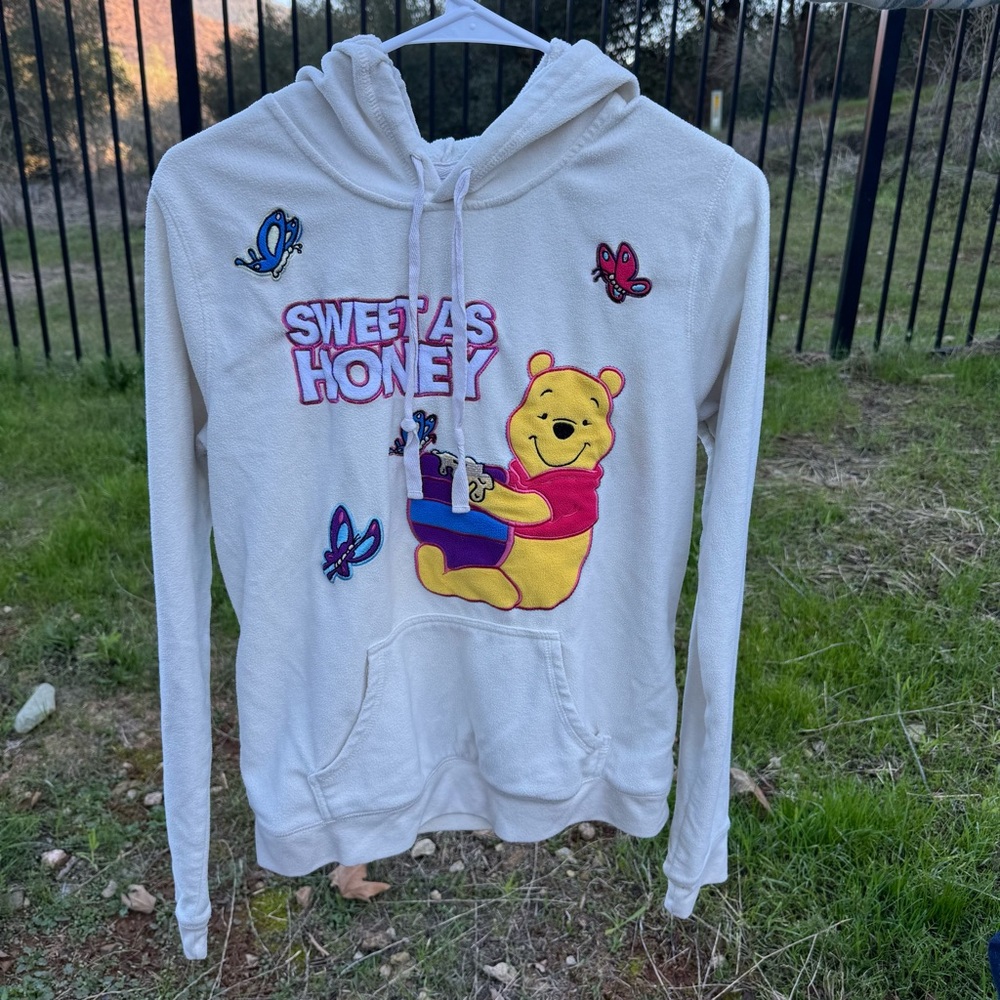 Disney Winnie The Pooh Sweet As Honey Fuzzy Hoodie Jacket Large